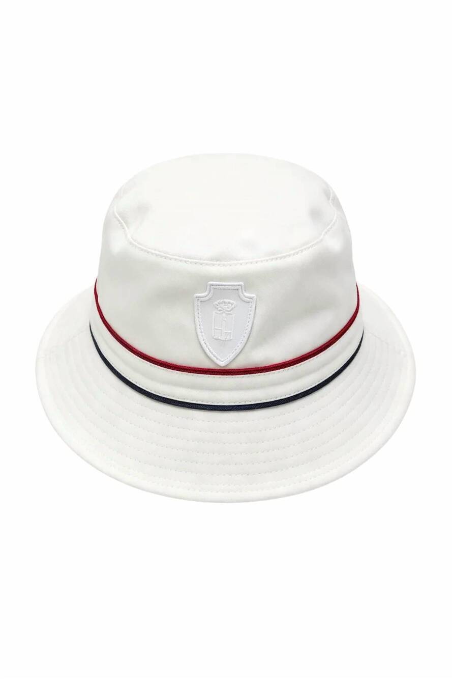 NEW BRUNELLO CUCINELLI cotton piqué bucket hat in white